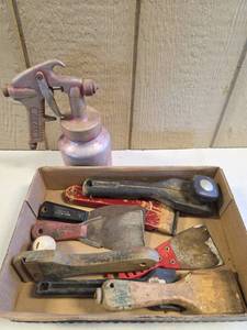 lot 1592 image: Sears Paint Spray Gun with Hand Tools Lot