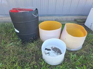 lot 2017 image: Drums Planters and Feed Barrel
