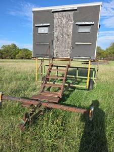 lot 2025 image: Mobile Hunting Blind Box with Trailer Frame and Stairs- See Description for removal information.