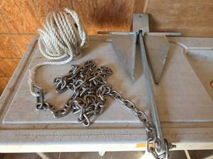 lot 2033 image: Digger Boat Anchor with Chain and Rope