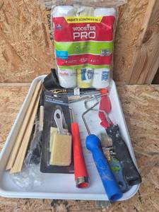 lot 210 image: Wooster Pro Painting Supply Kit with Rollers Brushes and Trim Painter