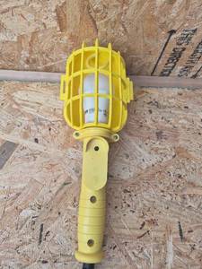lot 212 image: Yellow Industrial Work Light with Cage Guard and Power Cord