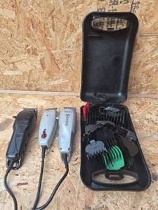 lot 213 image: Hair Clipper and Trimmer Set with Case - Wahl, Andis, Oster Clippers and Guard Attachments - Need Cleaned