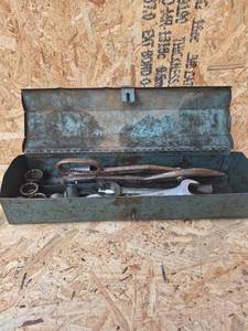 lot 217 image: Metal Tool Box with Wrenches, Sockets, and Hand Tools