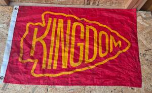 lot 221 image: AUTOGRAPHED - Kansas City Chiefs Red and Gold Flag - NOT AUTHENTICATED