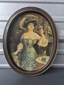 lot 251 image: Pepsi-Cola Advertising Tray Woman with Hat and Glass
