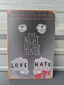 lot 265 image: The Night of the Hunter Metal Sign Tin Poster