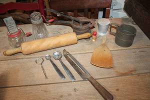 lot 2741 image: Vtg. Rolling Pin, Butter Paddle and More