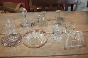 lot 2772 image: Vintage Glass Trinket Dish, Toothpick Holders & More