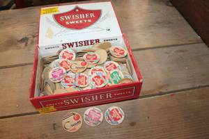 lot 2843 image: Cigar Box with Vintage Milk Bottle Lids