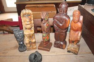 lot 2892 image: Vintage Wood Carved Figures