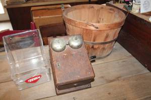 lot 2894 image: Antique Wood Telephone Box & More
