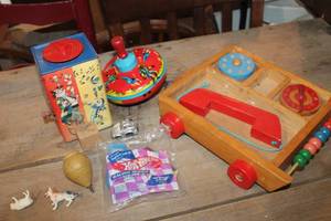 lot 2897 image: Vintage Metal Toy Top and More