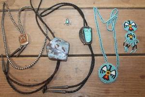 lot 2930 image: Turquiose Bolo Tie and More