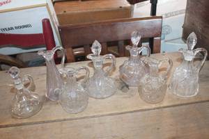 lot 2965 image: Vintage Glass Cruet Bottles
