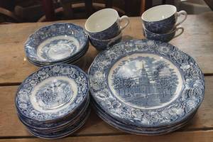 lot 3015 image: Vintage Liberty Blue Dishes