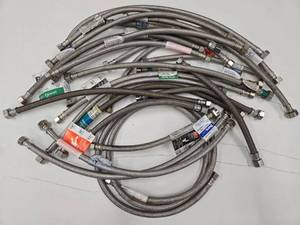 lot 11638 image: Assorted Braided Stainless Steel Water Supply Connector Hoses - Lot of 24