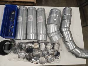 lot 11657 image: No Hub Coupling, DuraVent 12 Gas Vents and Adjustable Elbows - Bulk Lot