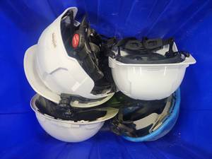 lot 18731 image: Milwaukee Safety Hard Hat Helmets with Face Shield