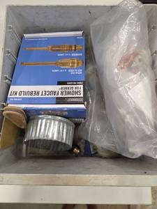 lot 11673 image: Contents of Shelf Including Faucet Rebuild Kit, Face Plates and More