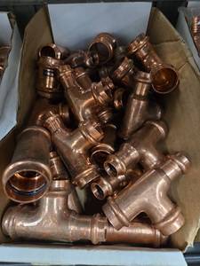 lot 11683 image: Assorted Copper Plumbing Fittings, Tees Unions