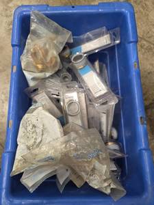 lot 11695 image: Contents of Shelf Including Faucet, Diverter, Replacement Knob Handles, T&P Valve 2 12in Shank, and More