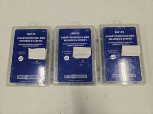lot 11709 image: Jones Stephens Assorted Beveled Bibb Washers &amp Screws - Model J40155 - 160 Pieces - Lot of 3