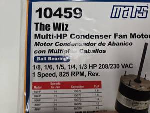 lot 11733 image: Mars Multi-horsepower Condenser Fan Motor - Model 10459