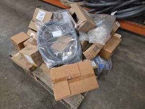 lot 18748 image: Appliance Parts Lot, Water Inlet Valves, Drain Hoses &amp Gaskets - Mixed Pallet