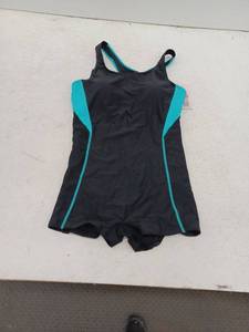lot 18351 image: Black And Turquoise One Piece Swimsuit, Medium