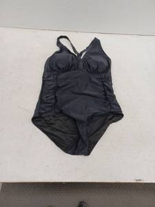 lot 18357 image: Black One-Piece Swimsuit w Ruching Detail, Women 18W