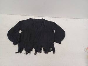 lot 18362 image: Black Ribbed Knit Sweater w Distressed Hem Size Medium