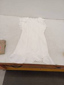 lot 18371 image: White Chiffon Ruffle Dress, Medium