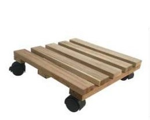 lot 18449 image: Style Selections 12-in L x 12-in D x 3.2-in H Brown Plant Caddy