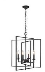 lot 18519 image: Millennium Lighting Nellis 4-Light Matte Black Geometric Hanging Pendant