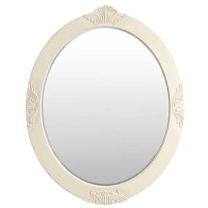 lot 18522 image: Home Decorators Collection Oval Beveled Bathroom Mirror 30x38in  Retail $136.64