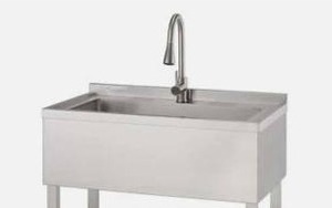 lot 18528 image: TRINITY Stainless Steel Utility Sink, Pull-Out Faucet, (Incomplete)