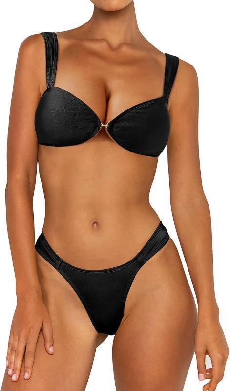 lot 2000 image: Saodimallsu Womens Cheeky Push Up Bikini Sets 2 Piece Swimsuits High Cut Wide SIZE LG