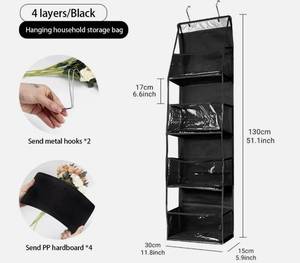 lot 46714 image: NEW Door Hanging Organizer with 4 Pockets  for Shoes Purse and Toys No-Drill BLACK