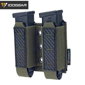 lot 47706 image: NEW Carbon Fiber 500D Nylon Tactical Double Magazine Pouch for 9mm GREEN