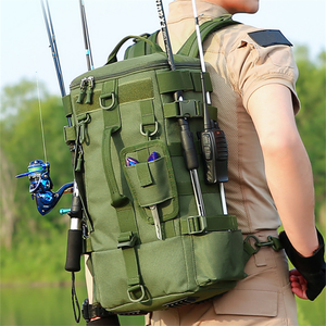 lot 47711 image: NEW Fishing Tackle Backpack with Rod Holder Large Waterproof Holds 4 Lg Tackle Boxes GREEN RETAIL $35.00