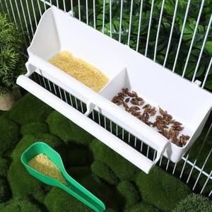 lot 446720 image: NEW Dual Compartment Bird Cage Feeder with Feeding Spoon Hanging Water Bowl