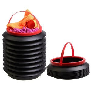 lot 446723 image: NEW Foldable Car Trash Can Collapsible 1 Gallon Storage Bin with Lid - Black
