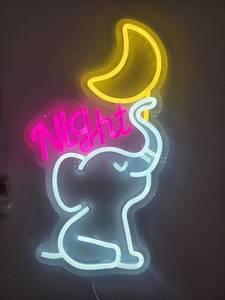 lot 446724 image: NEW Elephant Neon Sign Moonlight Decor - Pink Night LED Dimmable Wall Light