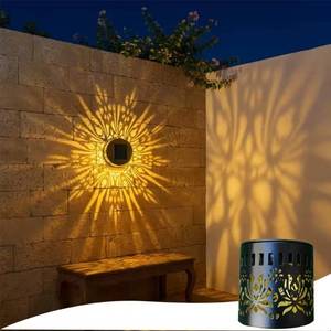 lot 446730 image: NEW Outdoor Waterproof Solar Wall Light Hollow Iron Fence Sconce Photocell 1 Ea Iron