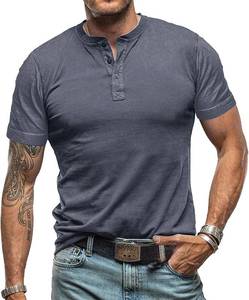lot 446733 image: NEW Mens Casual Short Sleeve Henley Shirt Slim Fit Lightweight Breathable Tee XL