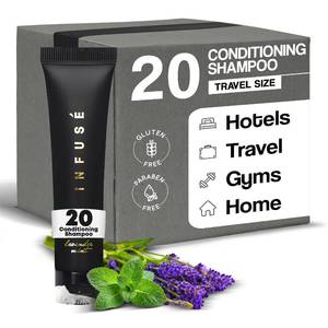lot 65859 image: Black Hotel Toiletries Bulk  1 oz Conditioning Shampoo Travel Size  For Hotels, Vacation Rentals, Gym, Luxury, Airport  Case of 20 RETAIL $43.00