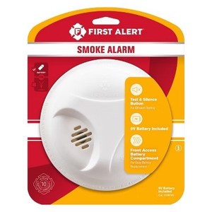lot 65895 image: First Alert SAION Battery Powered Smoke Alarm with Hush Button