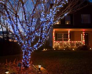 lot 65899 image: 100 LED Solar Powered Holiday String Lights in Blue