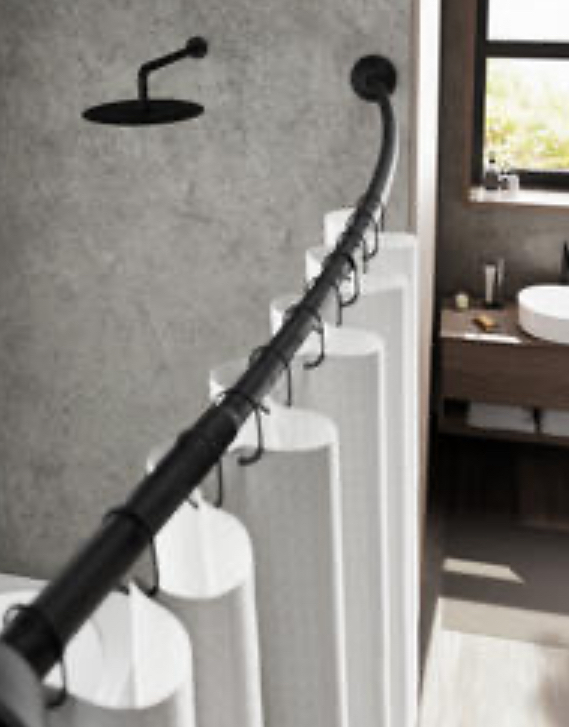 lot 182 image: Dual Mount Curved Rod Black - 50 - 72 Adjustable - Quality & Easy to Install